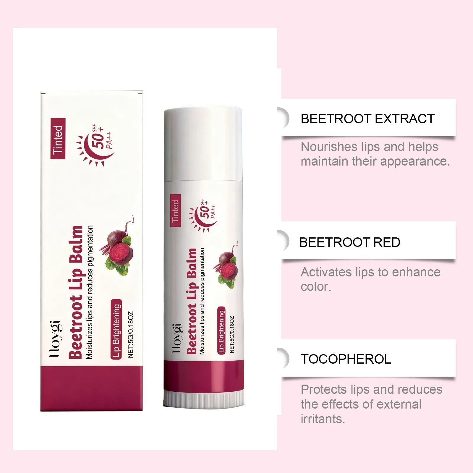 Sun Protective Lip Balm SPF50+ Nourishing Beetroot Brightening Ceramide Kojic Acid Moisturizing Fade Lip Lines Lipstick For Lips