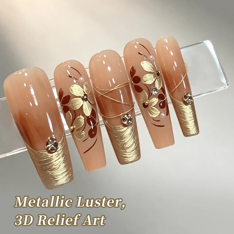 BORN PRETTY 5ml Gold Silver 3D Metal Nail Gel Polish Carving Plaster Texture Embossed Nail Gel Metal for DIY Manicure Art