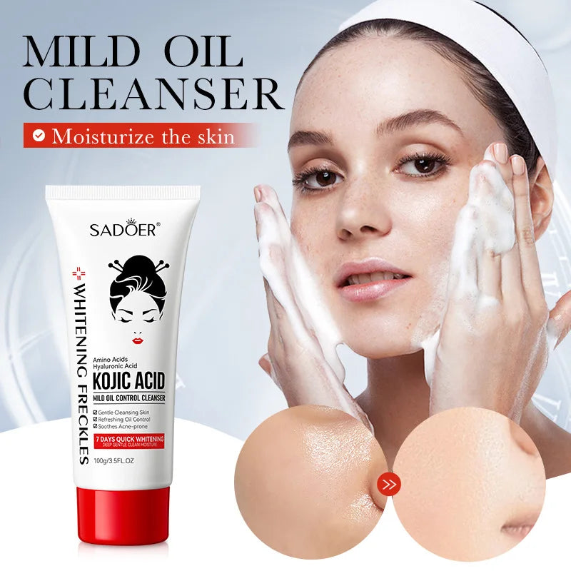 SADOER Kojic Acid Facial Cleanser Anti Wrinkle Face Wash Foam Facial Cleansing Mossee Moisturizing Brightening Facial Skin Care
