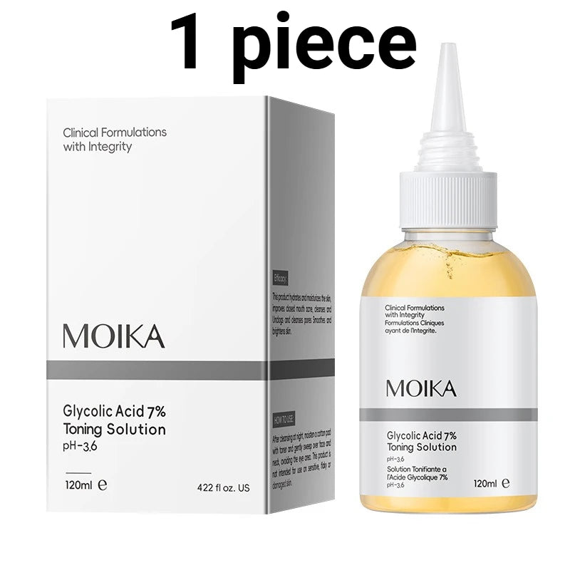120ml Hydrating 7% Glycolic Acid Face Toner AHA Pore Minimizing Serum Facial Exfoliating Moisturizing Face Lotion