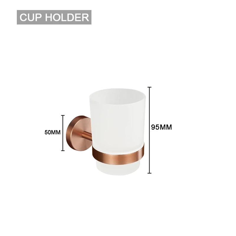 Brushed Rose Gold Accessories Set Toilet Brush Holder Toilet Paper Holder Towel Bar Rail Rack Hanger Hook Soap Dish Hardware