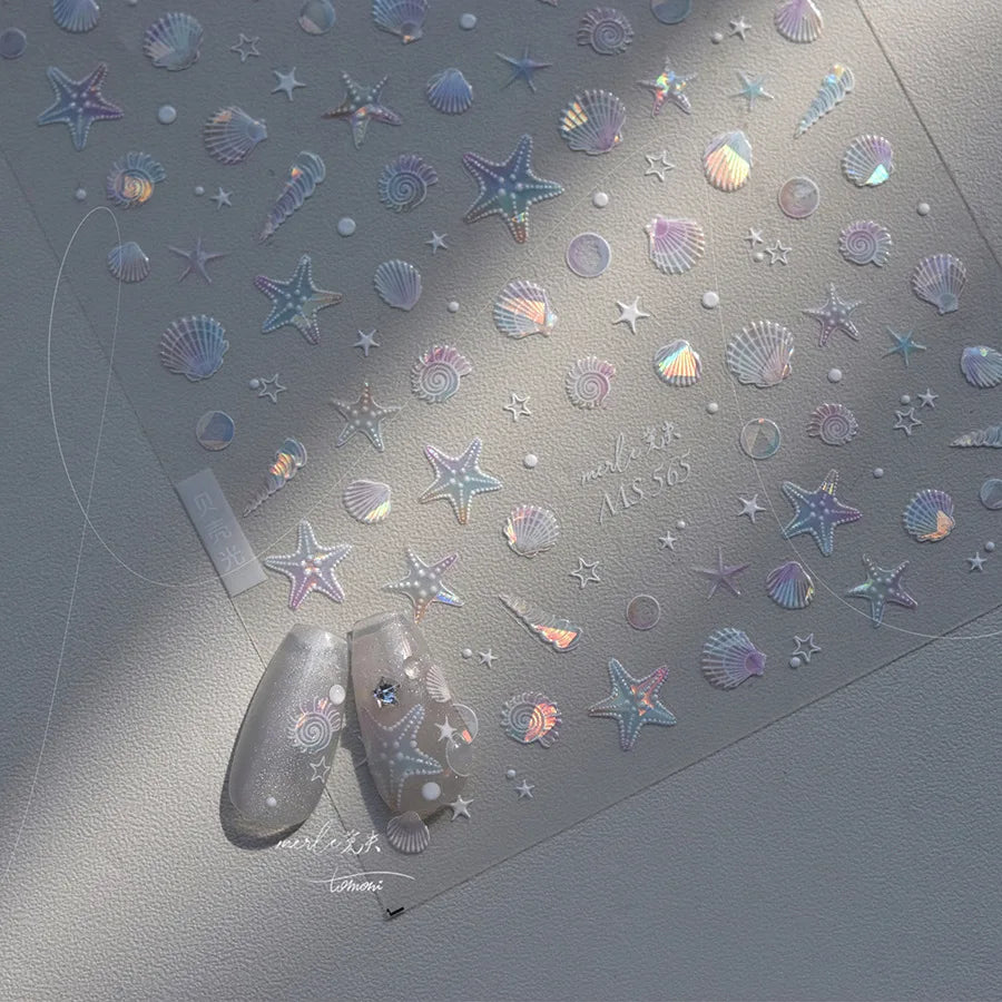 Shiny Blowing Bubble Nail Decorations Stickers 5D Shell Light Love Cat Bubble TransferSlider Sticker DIY Summer Manicure Decals