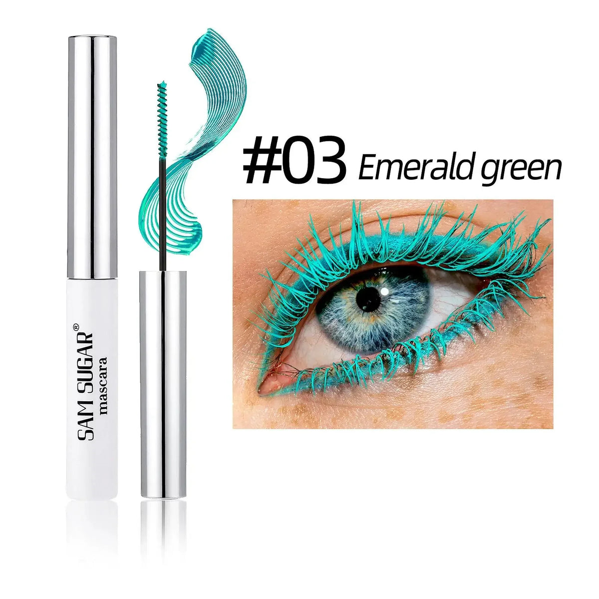 Colorful Mascara 12 Colors Waterproof Fast Dry Lasting Eyelashes Curls Extension Make-Up Emerald Green Slender Brush Ink Mascara