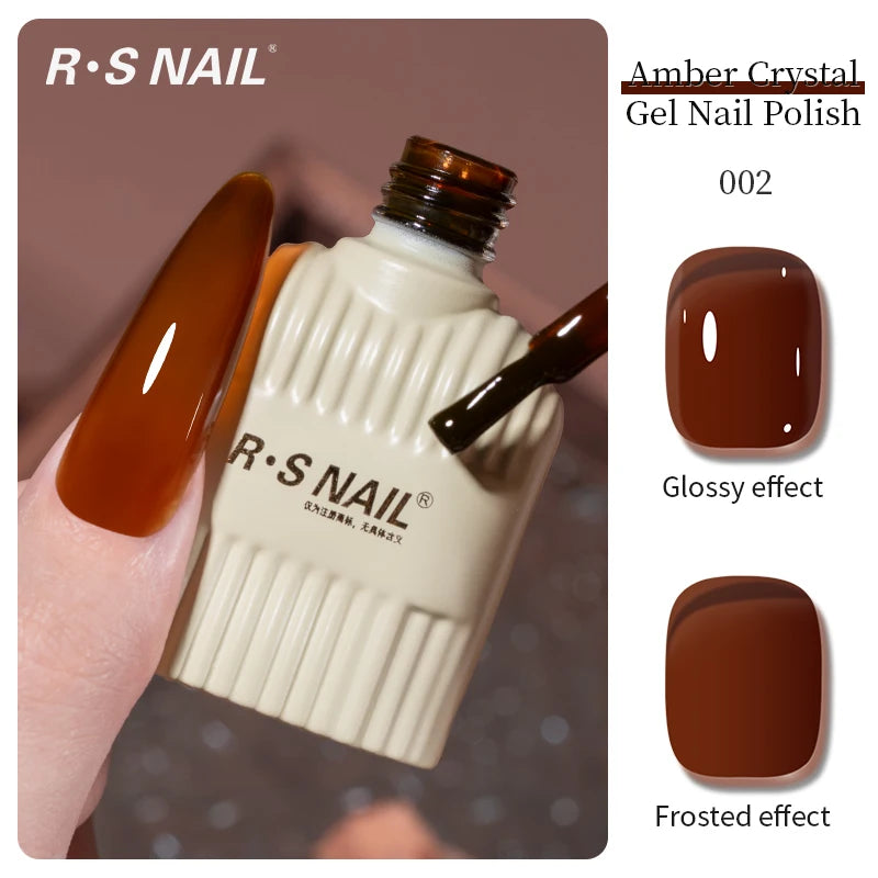 RSNAIL 10g Jelly Amber Gel Nail Polish Crystal Brown Nail Gel DIY Translucent Color Nail Art Gel Permanent UV Gel Polish Varnish