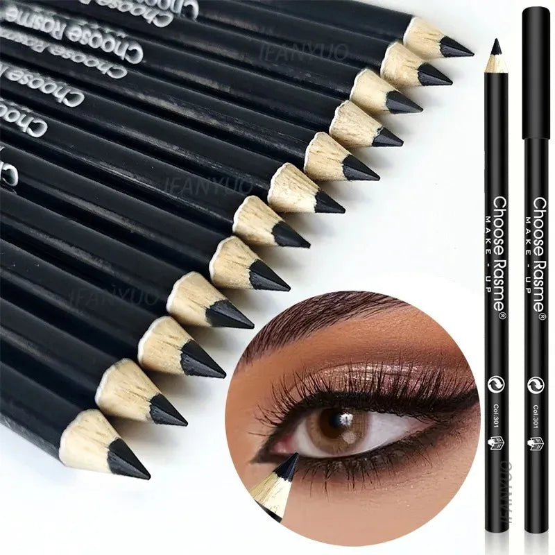 1-20Pcs Waterproof Eyeliner Pencil Long-Lasting High Pigmented Black Wooden Eyeliner Eyebrow Pen Hard Refill Smooth Eyes Makeup
