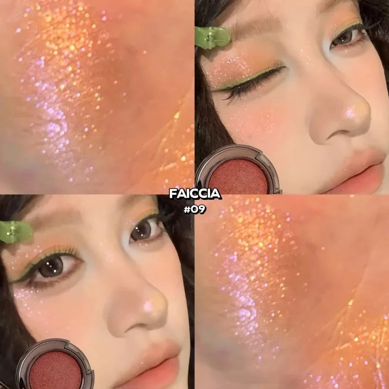 Metallic Glitter Eyeshadow Cream Chameleon Butterfly Green Shimmer Highlighter Pearlescent Eyeshadow Palette Sparkle Eyes Makeup