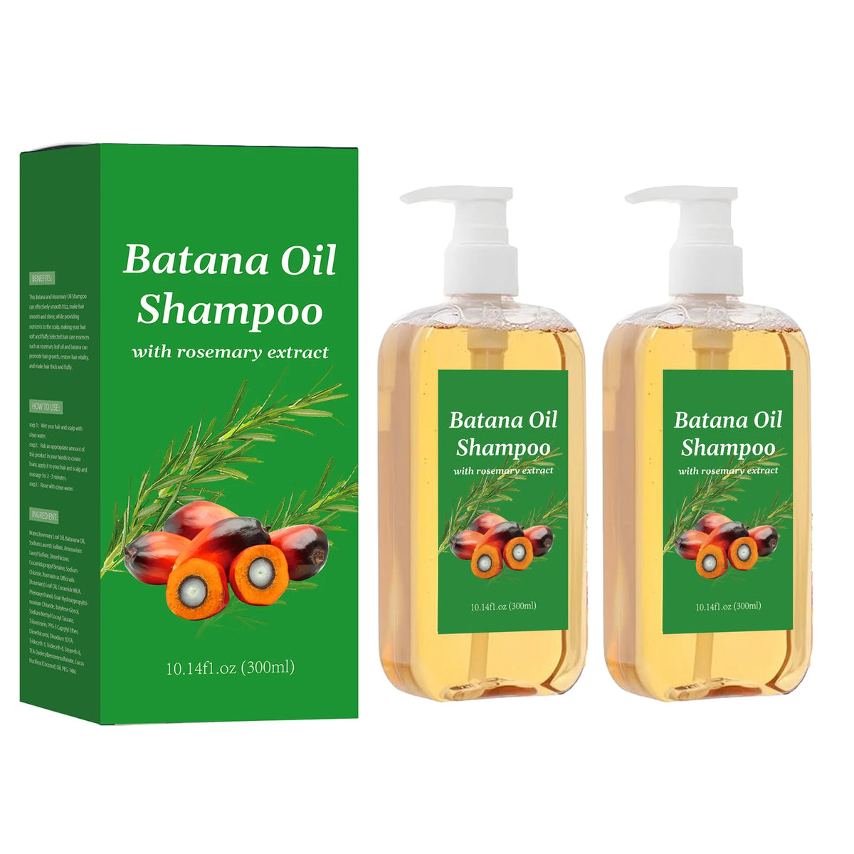 300ML Batana Oil Shampoo Nourishing Hair Growth Strengthens Restore Damaged Split Hair Scalp Cleansing Dandruff Control Care