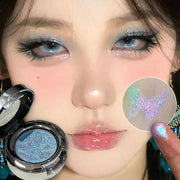 3D Butterfly Embossing Chameleon Eyeshadow Monochrome High-pigment Metallic Gradient  Shiny Glitter Blue Highlighter Eyes Makeup