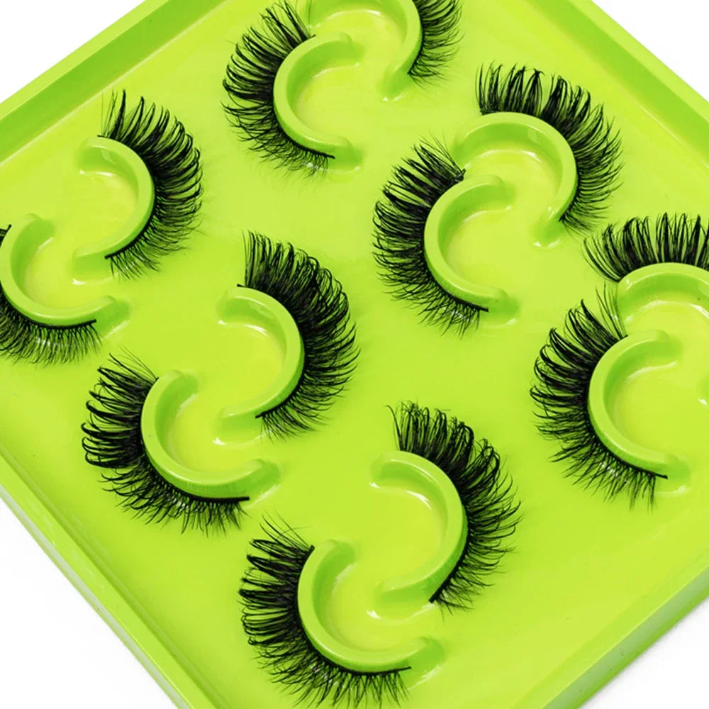 HBZGTLAD 6Pairs Female Cosplay Fake Eyelashes Korean Makeup New Style Wet Spikes 3d Eyelash Bulk Wholesale Manga Lashes