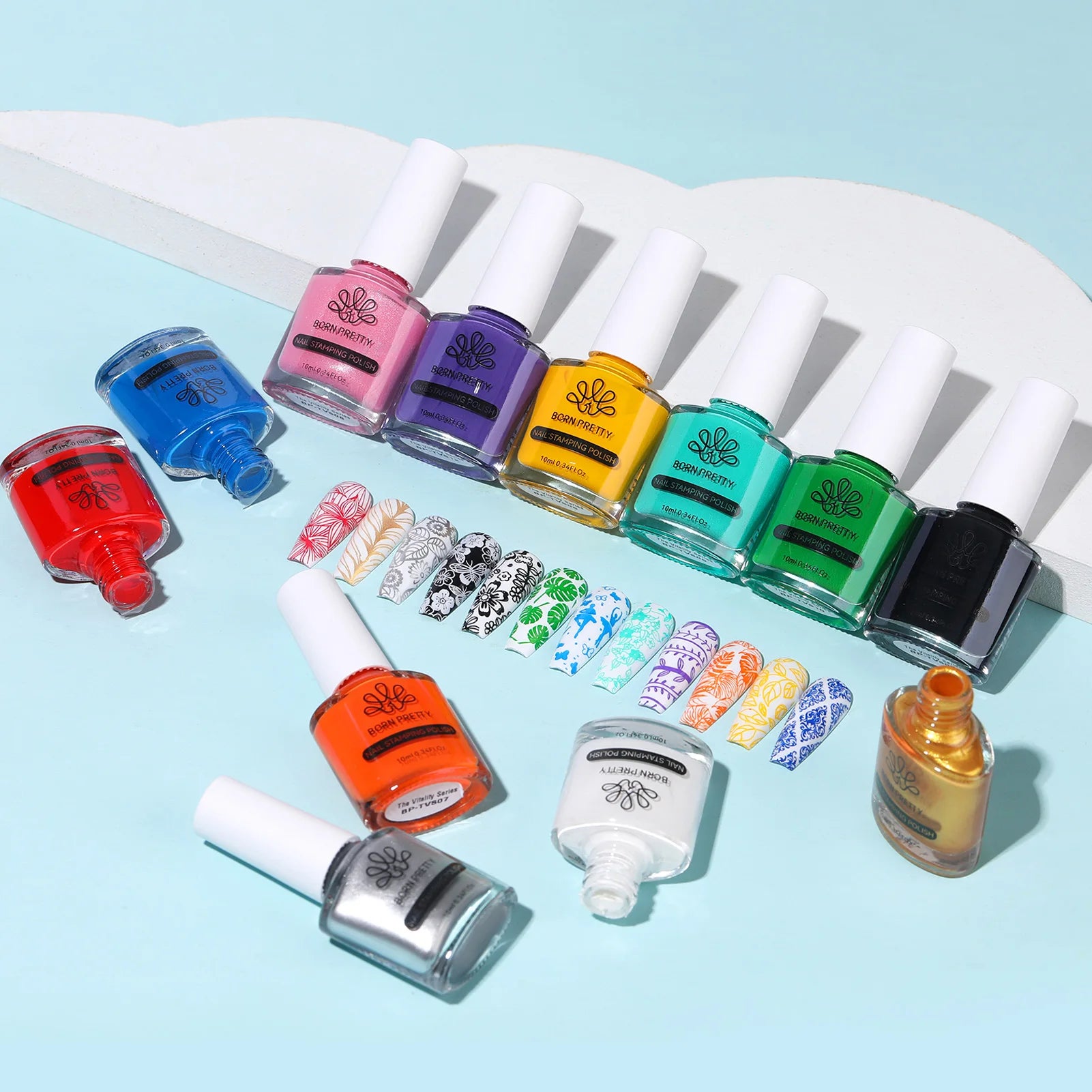 BORN PRETTY Nail Stamping Polish 12 Colors 10ML Air Dry Special Polish Manicure Print Nail Polish For Stamping Plates Nail Set