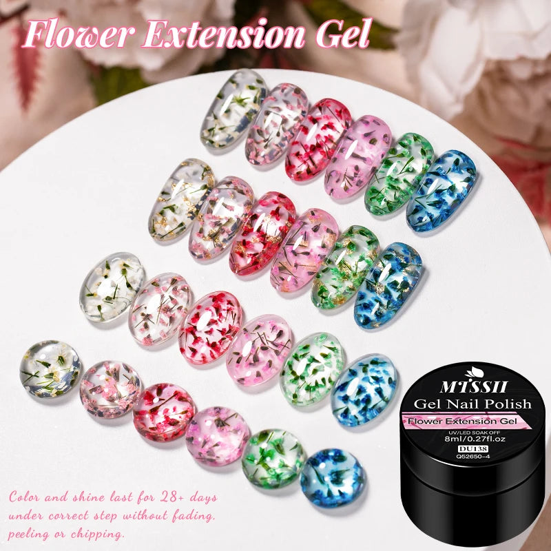 Flower Quick Extension Gel Nail Polish Dried Flower Construct UV Hard Gel Semi Permanent Acrylic Extension Nail Art Varnish DIY