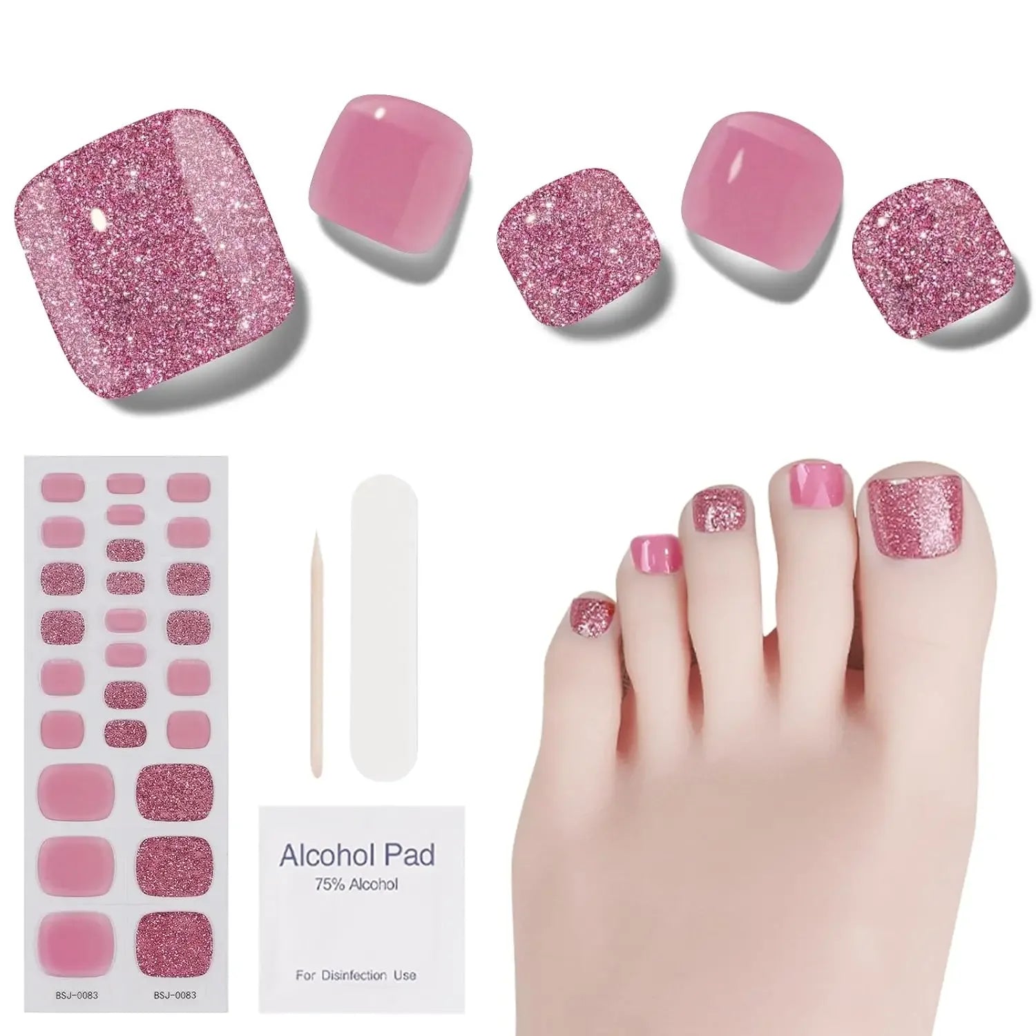 26Tips Pure Toe Gel Nail Sticker Hardens with UV Lamp Curing Waterproof Phototherapy Oil Gel Foil Nail Art Decorations