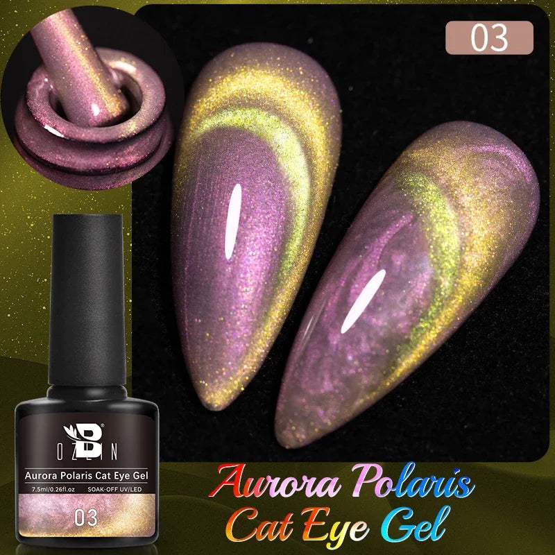 AWStorG Intense Rainbow Cat Eye Gel 5ml Holographic Laser Magnetic Nail Gel Soak Off UV LED Gel Polish Shiny Rainbow Manicur