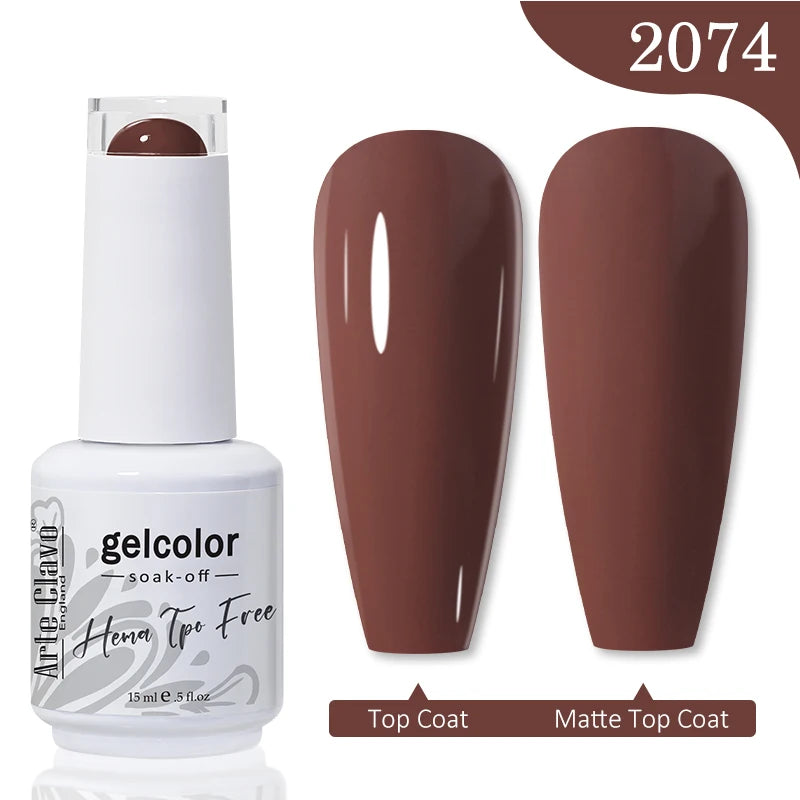 Arte Clavo 15ML Red Brown Color Gel Nail Polish Autumn Winter Nail Art Gel Nail Supplies Semi Permanent Soak Off UV Gel Varnish