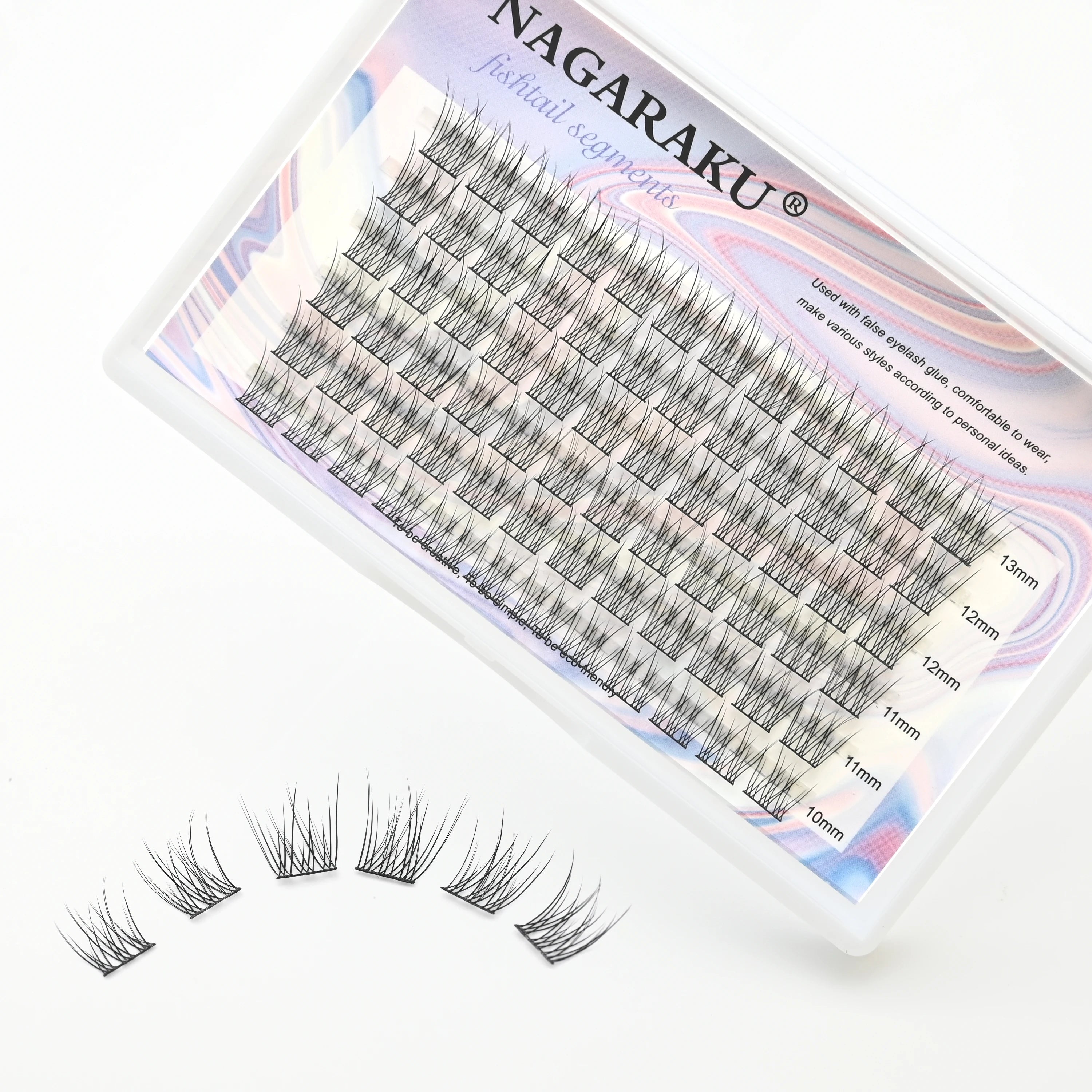 NAGARAKU False Eyelashes Triple FishTail Lashes Bonded Cluster Lashes Makeup Individual Self Grafting Eyelash Extension Manga