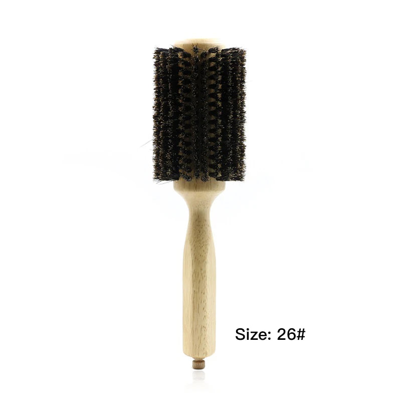 6 Sizes Wood Handle Boar Bristles Round Brush Removable Tail Professional Barber Salon Hairdressing Hair Brush Hair Round Comb