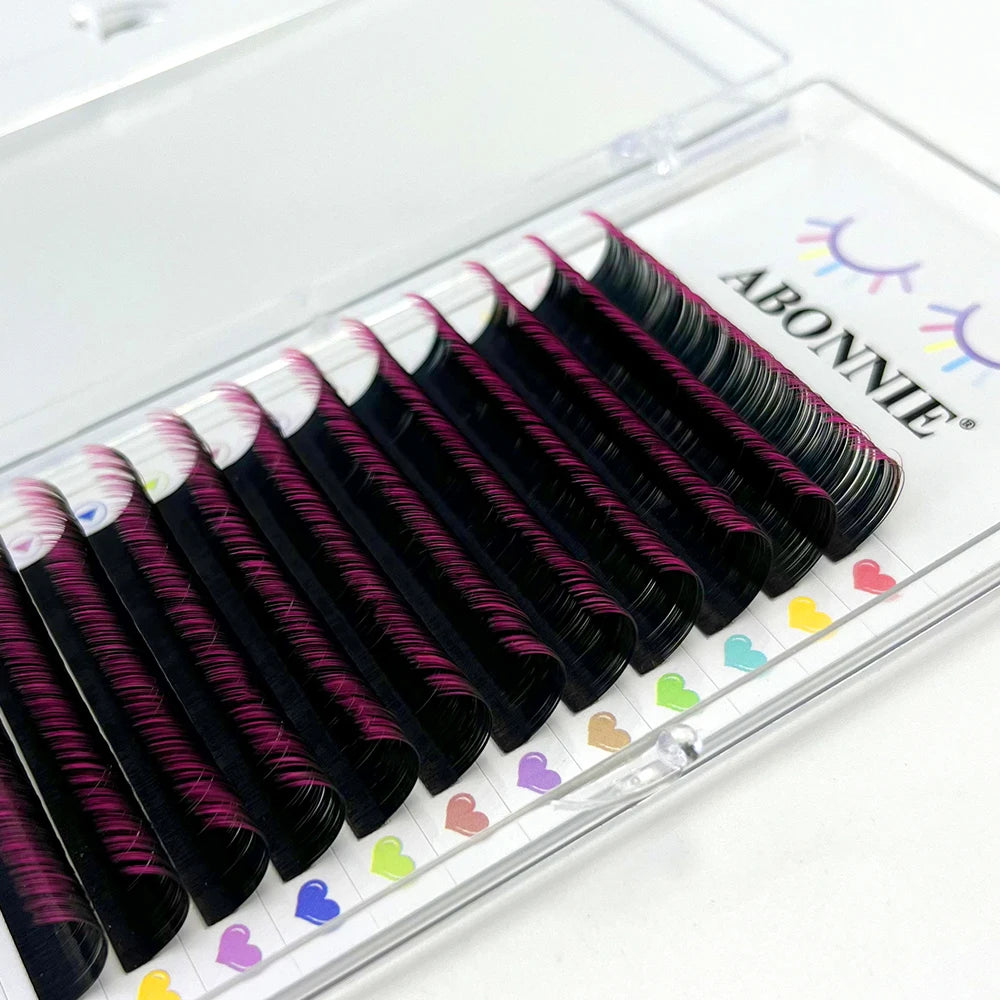 ABONNIE Ombre Colored Classic Volume Eyelash Extensions Handmade Fluffy Colored Lashes Volume Supplies