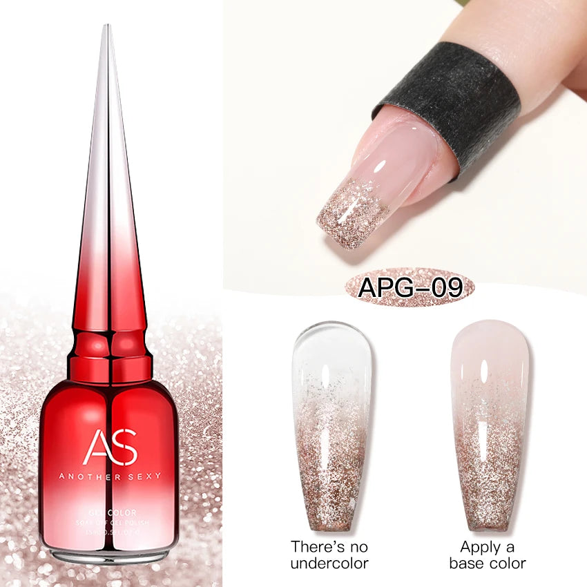 AS 15ml Sparkle Platinum Gel Nail Polish Shiny Pink Gold Silver Glitter Painting Gel Drawing Semi Permanent Tpo Free Varnish