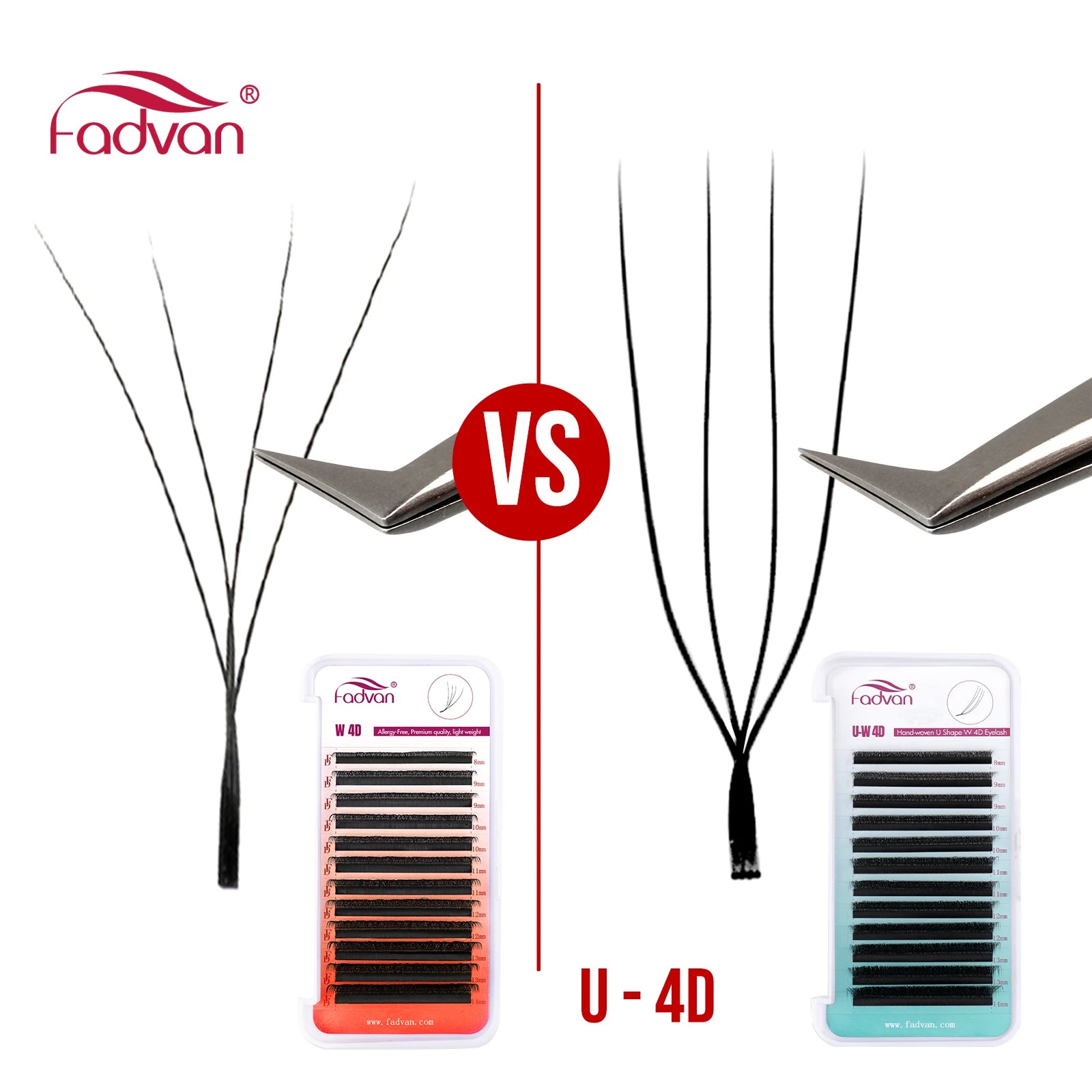FADVAN U Shape 3D/4D/5D/YY Eyelashes Extension Light Soft Waterproof Fake Lashes Premade Volume Natural Wispy False Lash