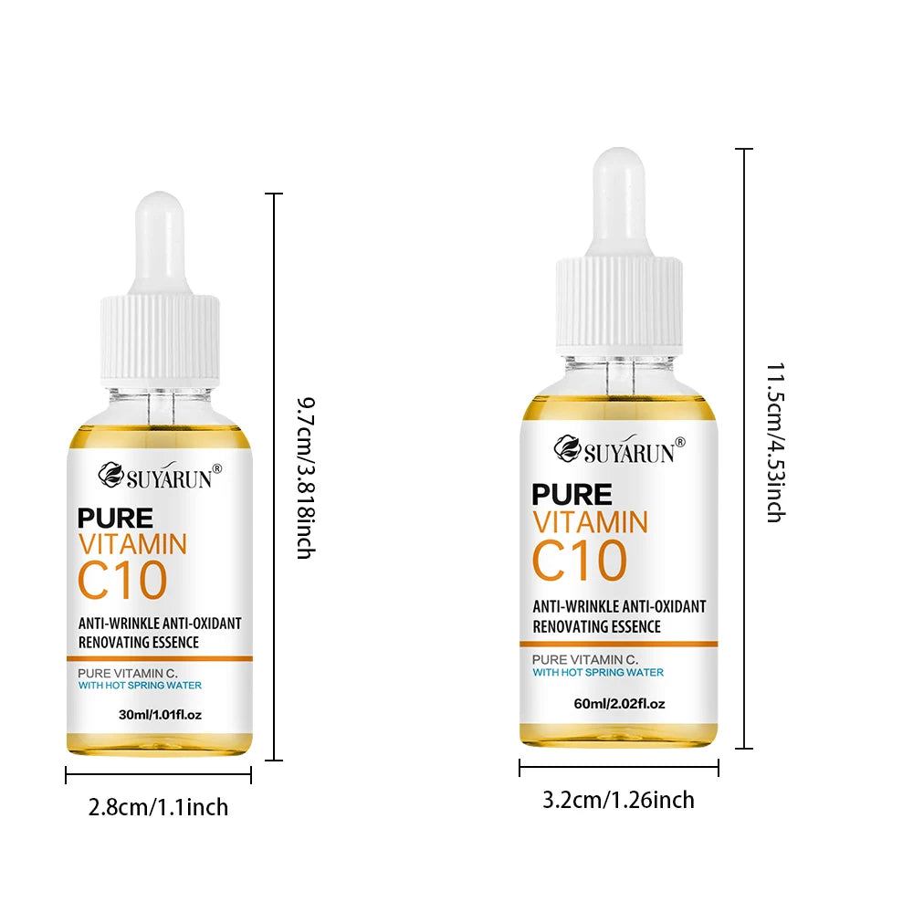 SUYARUN 10% Vitamin C Serum for Face - Brightening Anti-Aging Treatment, Dark Spot Corrector with Hyaluronic Acid & Vitamin E.
