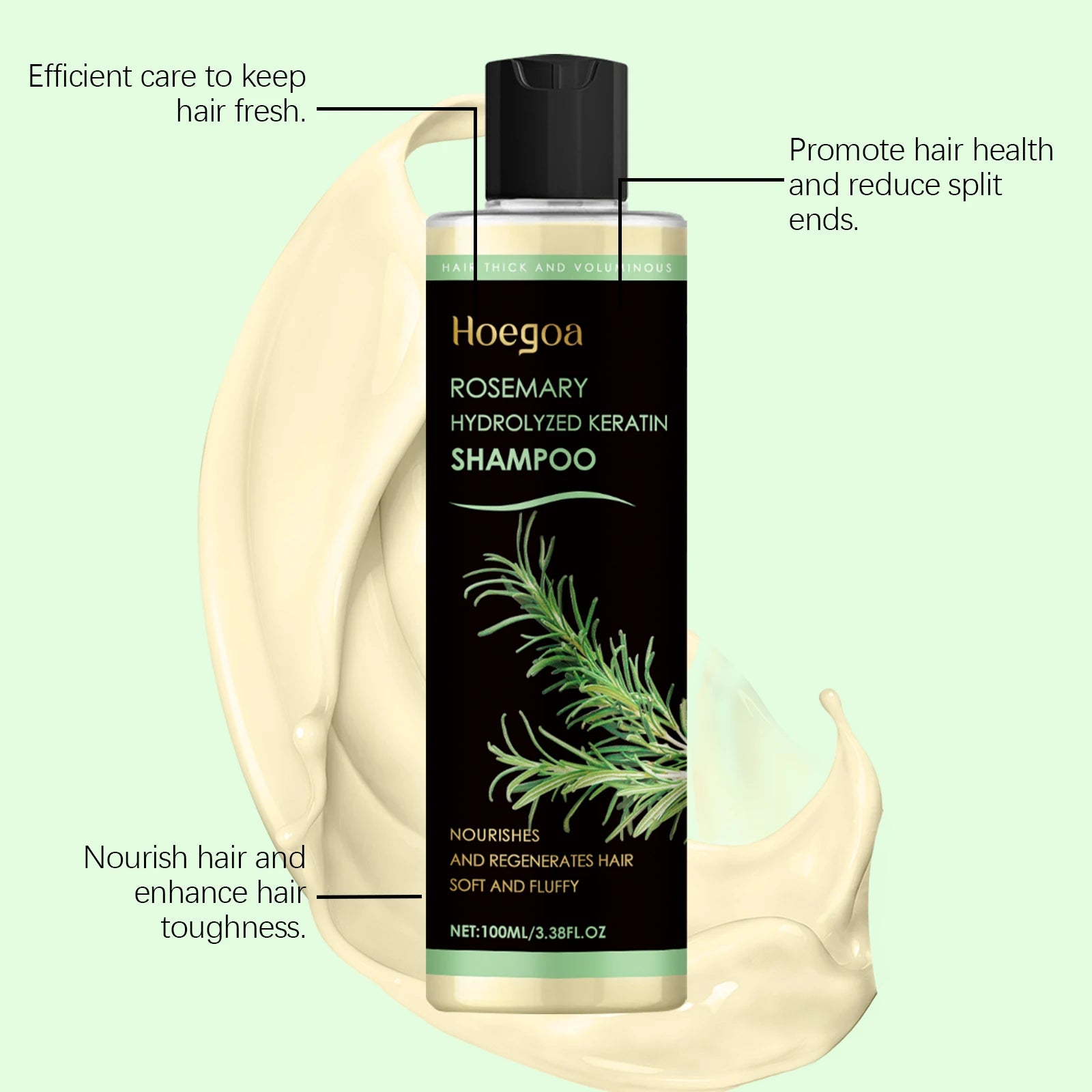 Rosemary Natural Shampoo Thickening & Strengthening Deep Nourishing Scalp Care Moisturizing Shampoo for Dry Damaged Hair Hair Home Use