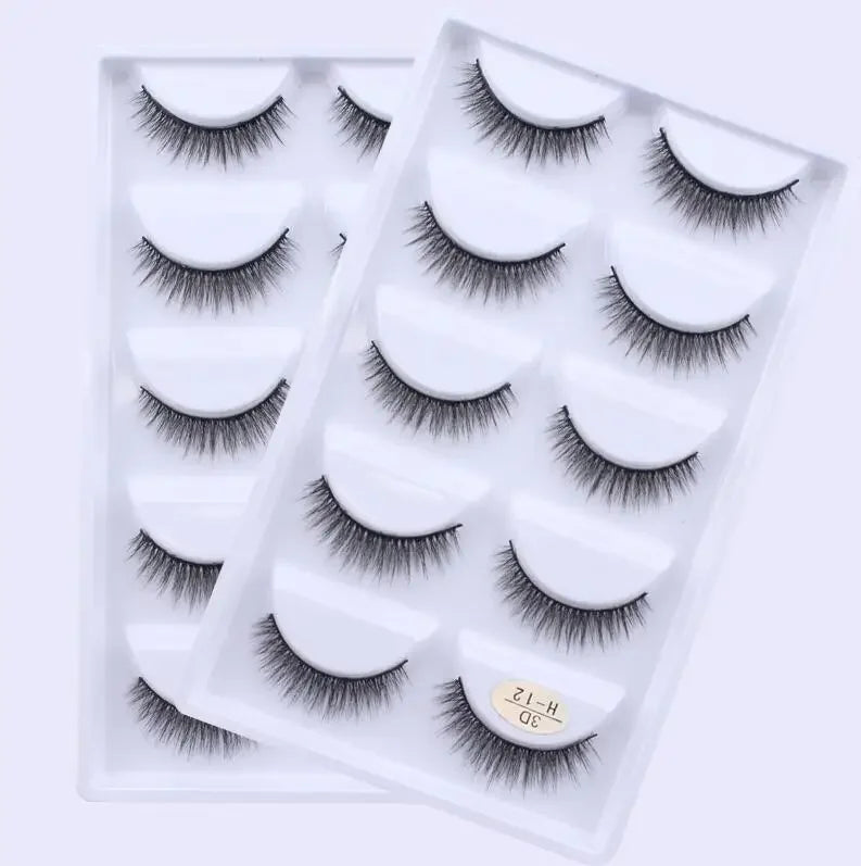 AMSNCN NEW 5Pair 100% Real 3D Mink Lashes Soft Natural False Eyelashes Makeup Long Eye Lashes Eyelash Extension CiliosH13mini
