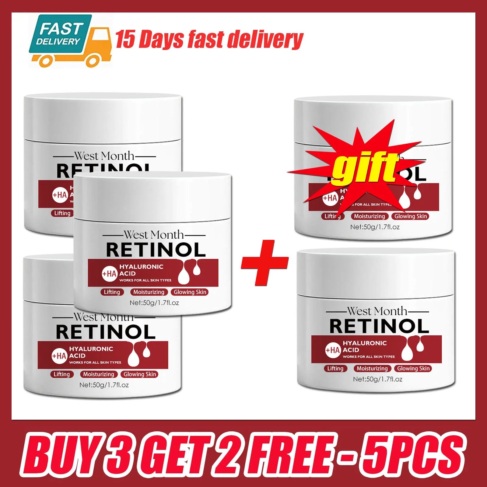 Retinol Wrinkles Remover Cream Lifting Firming Reduce Fine Lines Smooth Brightening Skin Moisturizing Anti A-ging Facial Cream