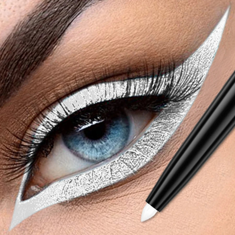 1pc Colourful Eyeliner Pen,High Pigmented Pearly Glitter&Shimmer Metallic Eyeliner Stick, Long Lasting Waterproof White Black
