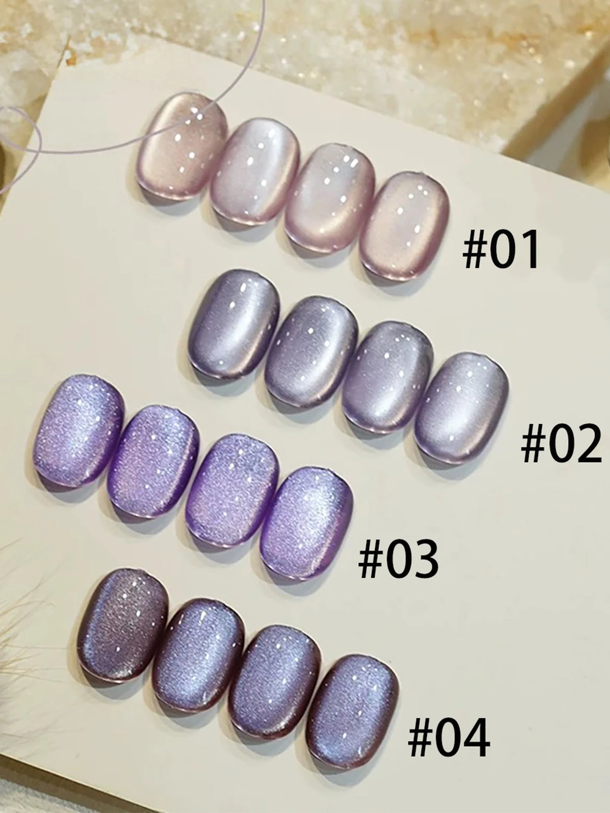 MIANEL 10ML Water-gloss Purple Cat Magnetic Gel Nail Polish 2026 New Clear Purple Glass Beads Cat Eye Nail Polish 1-6pcs