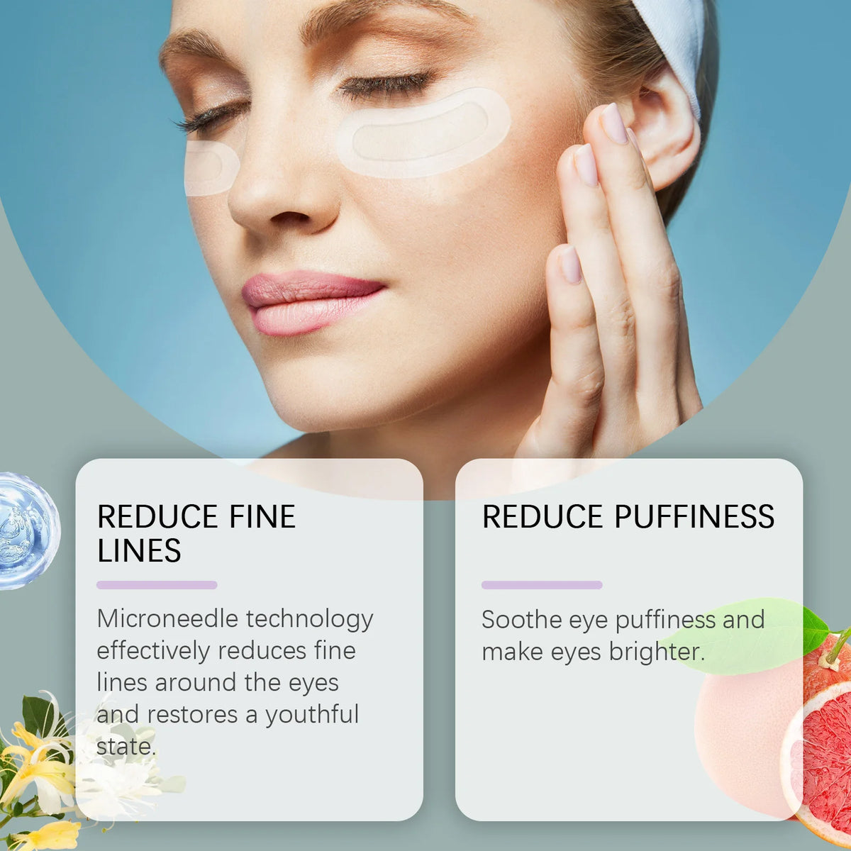0.25mm Hyaluronic Acid Dissolving Microneedle Eye Patches Hydrogel Eye Mask for Wrinkles Dark Circles Puffiness Anti-Aging