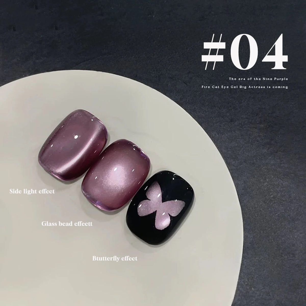 MIANEL 10ML Water-gloss Purple Cat Magnetic Gel Nail Polish 2026 New Clear Purple Glass Beads Cat Eye Nail Polish 1-6pcs