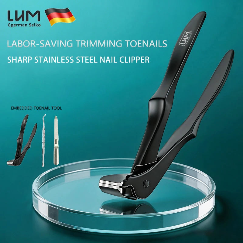 Ingrown Nail Clippers, Slanted Curved Blade Toenail Clippers, Wide Jaw Anti-Splash Nail Clipper for Thick Ingrown Nails, Stainle