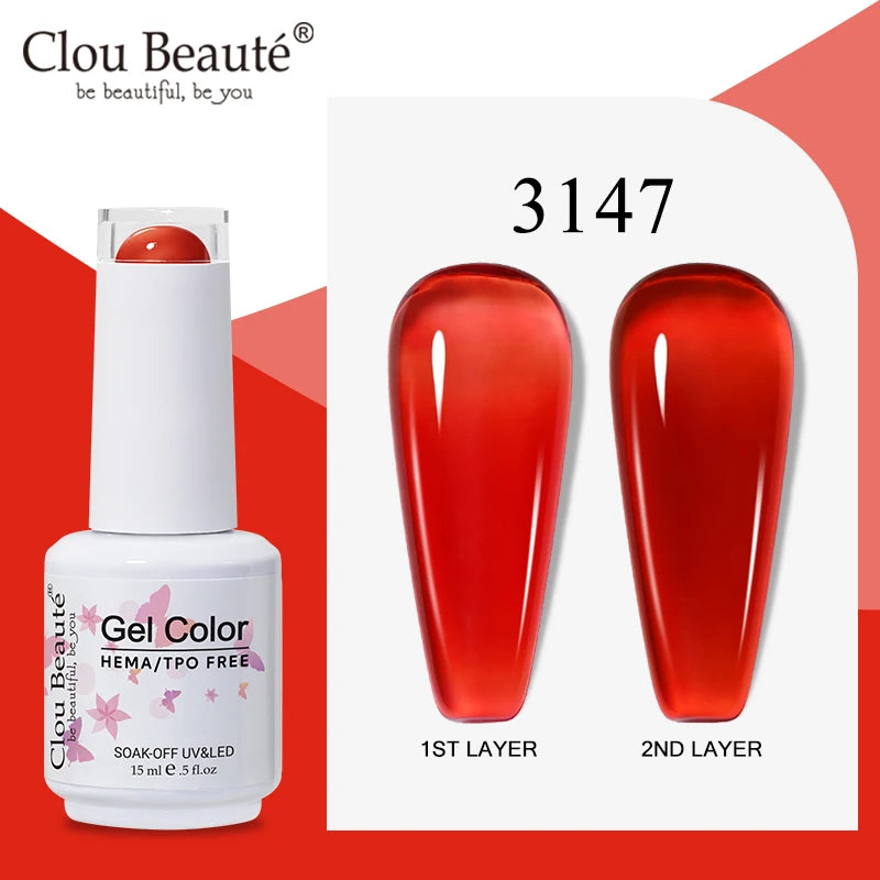 Clou Beaute Semi-transparent Jelly Color UV Gel Manicure Gel Nail Nail Supplies For Professionals Semi-permanent Varnish 15ml