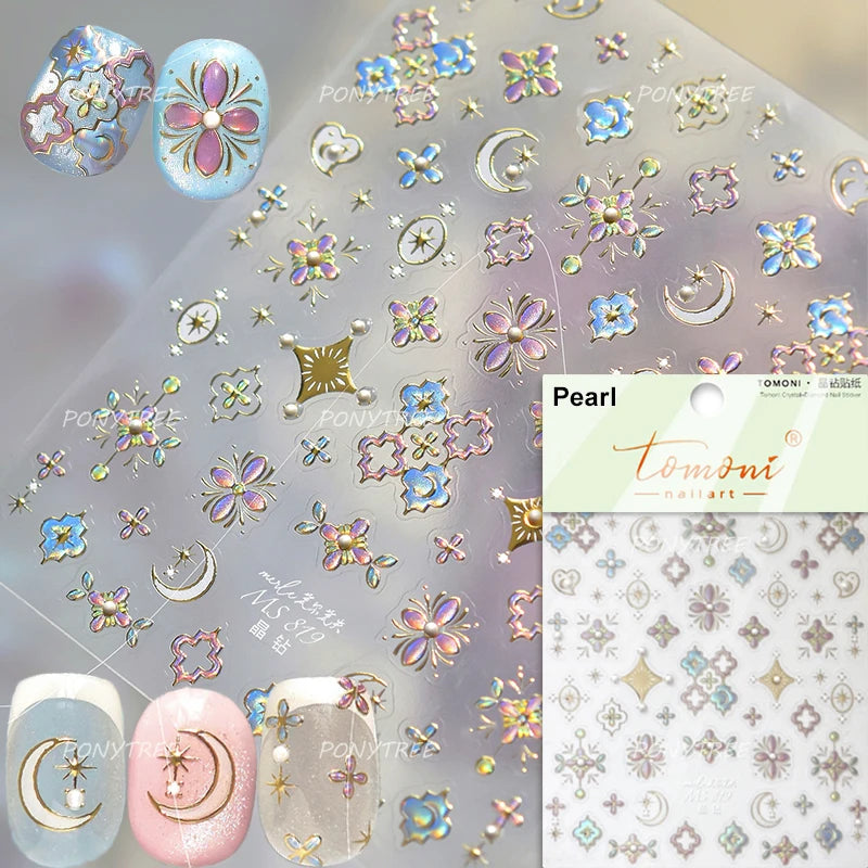 Geometric Lines Star Love Heart Chain Silver Gold Lava Letter Flower Growth Ring Number 5D DIY Nail Art Stickers Manicure Decals