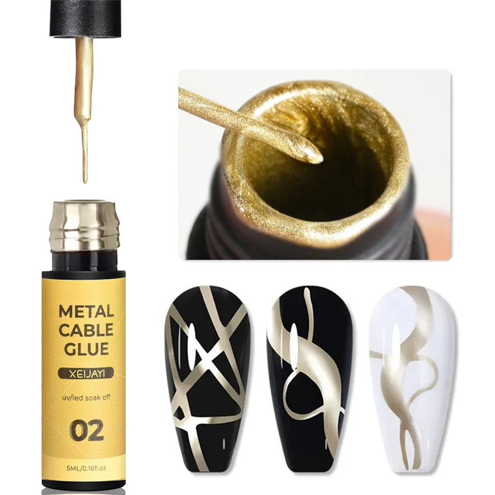 1/3Pcs Metallic Painting Liner Nail Gel Polish Gold/Silver/Rose Gold Chrome Mirror Effect Nail Gel Semi Permanent UV LED Vanrish