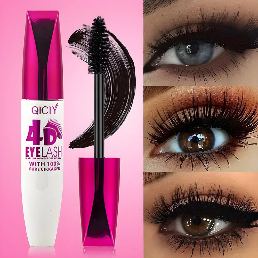 4D Mascara Black Waterproof Extra Long Volume Lasting Smudge-Resistant Natural Curling Mascara Novice Quick Start Big Eye Makeup