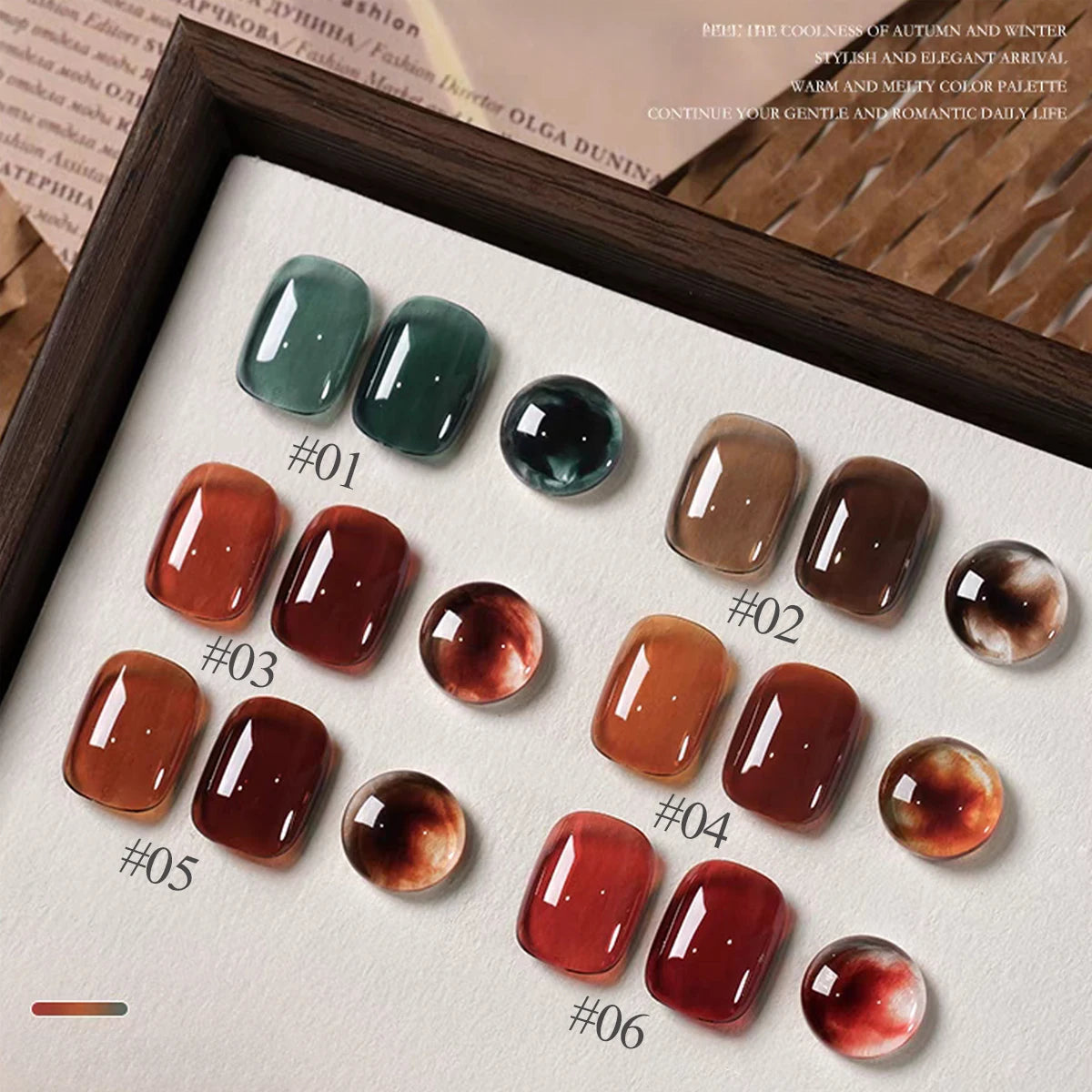 1-6pcs PSK Tortoiseshell Amber Gel Nail Polish 2026 New Autumn Popular Maillard Brown Semi Transparent Amber Dyeing Gel NaIl Art