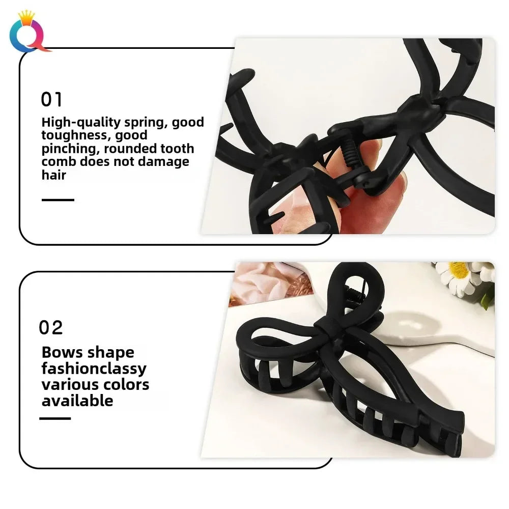 Bow Matte Large Hair Claw Crab Ponytail Acrylic Bowknot Hair Clips Hairpins Girls Barrettes Headbands Hair Accessories