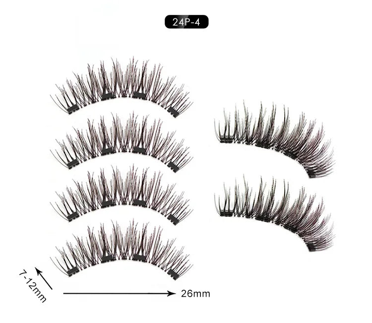 Three Magnet False Eyelashes No Trace of Glue Free 3d Magnetic Eyelashes Reuse Quick Stick Double/Four Magnetic Lashes Makeup