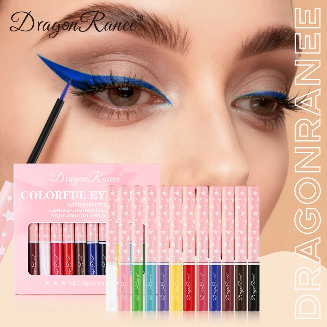 12Pcs/Set Eyeliner Pen Set, Quick-Drying, Smooth, Non-Smudging, Ultra-Fine, Long-Lasting, Non-Fading, Precise Application, Holiday Party Eyeshadow Pen Set