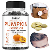 Pumpkin Seed Oil + Saw Palmetto Extract, Supports Prostate and Urinary System Health, Hair Care, Anti-Hair Loss, Men's Health