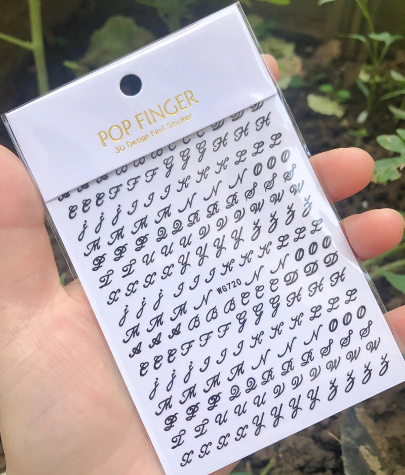 New Roman 26 English Alphabet Number 3D Self-adhesive Nail Art Decal Sticker Word Small Letter Nail Tattoos Decal Stickers