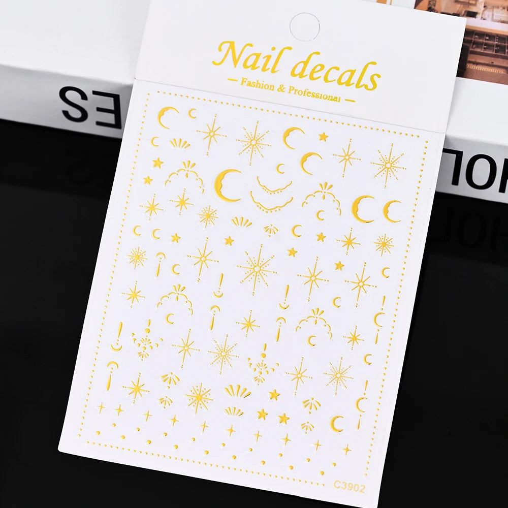 1pcs Star-Themed Nail Art Stickers 3D Self-Adhesive Plastic Decals With Glitter Finish Anime Rectangle Shape Ideal For DIY Nails