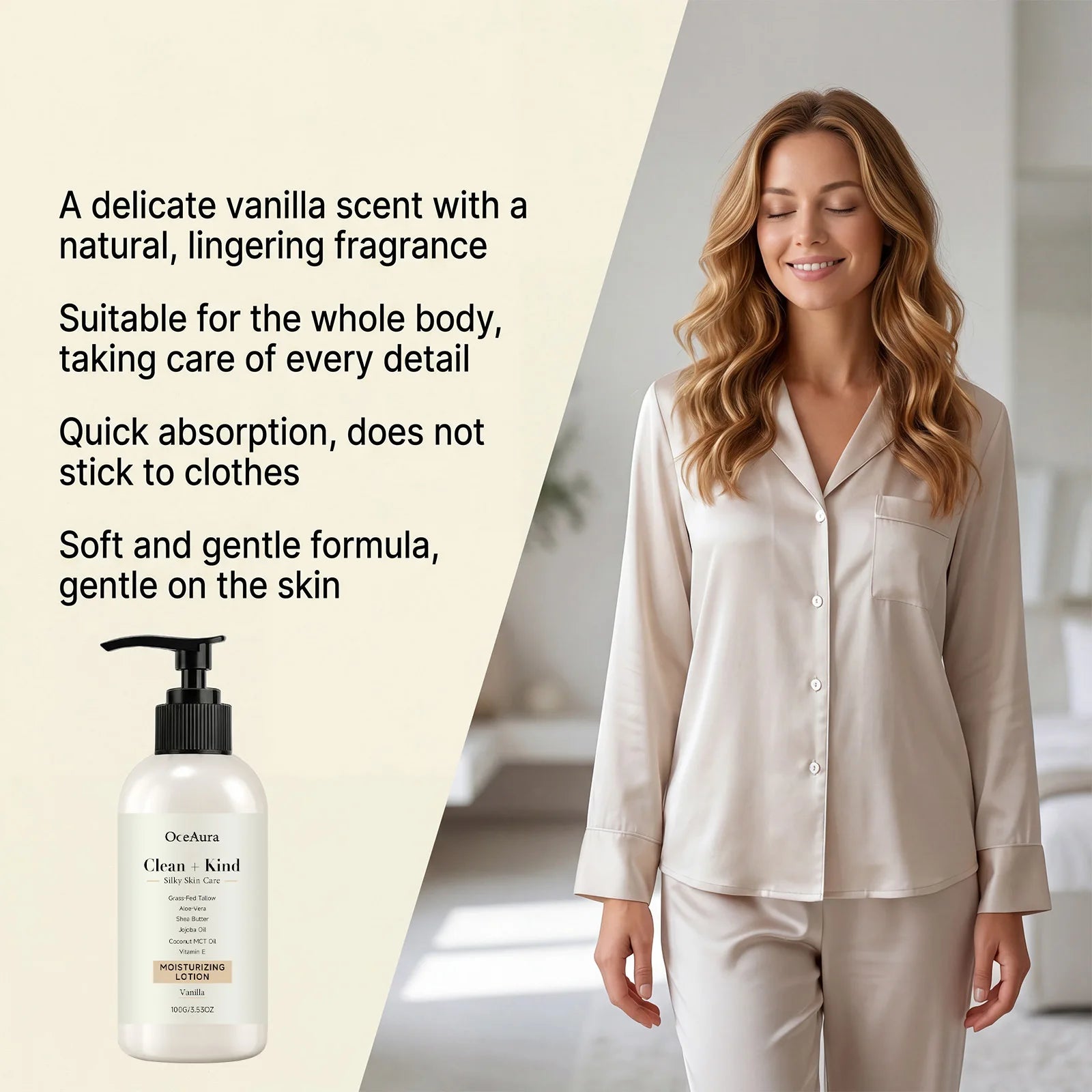 Vanilla Cream Body Lotion Long Lasting Fragrance Deep Moisturizing Shea Butter Nourish Dry Skin Smooth Brightening Body Milk