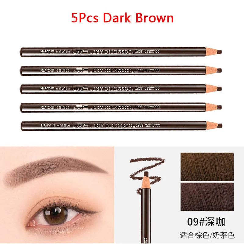 5Pcs Long Lasting Eyebrow Pencil Waterproof Tattoo Pen Eyeliner Black Brown Gray Natural Pull Eye Brow Enhancers Cosmetics Tool