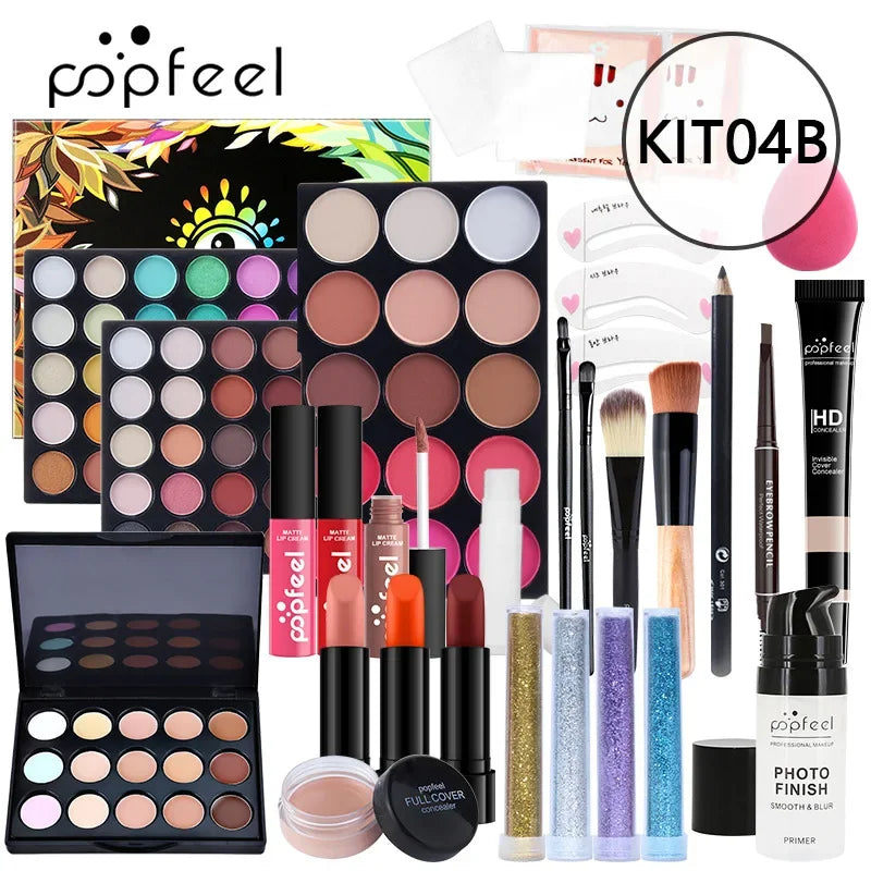 Christmas Makeup Gift Box Foundation Eyeshadow Powder Long Lasting Lip Ink 27 Pieces Birthday Gifts Makeup for Women Full Kit