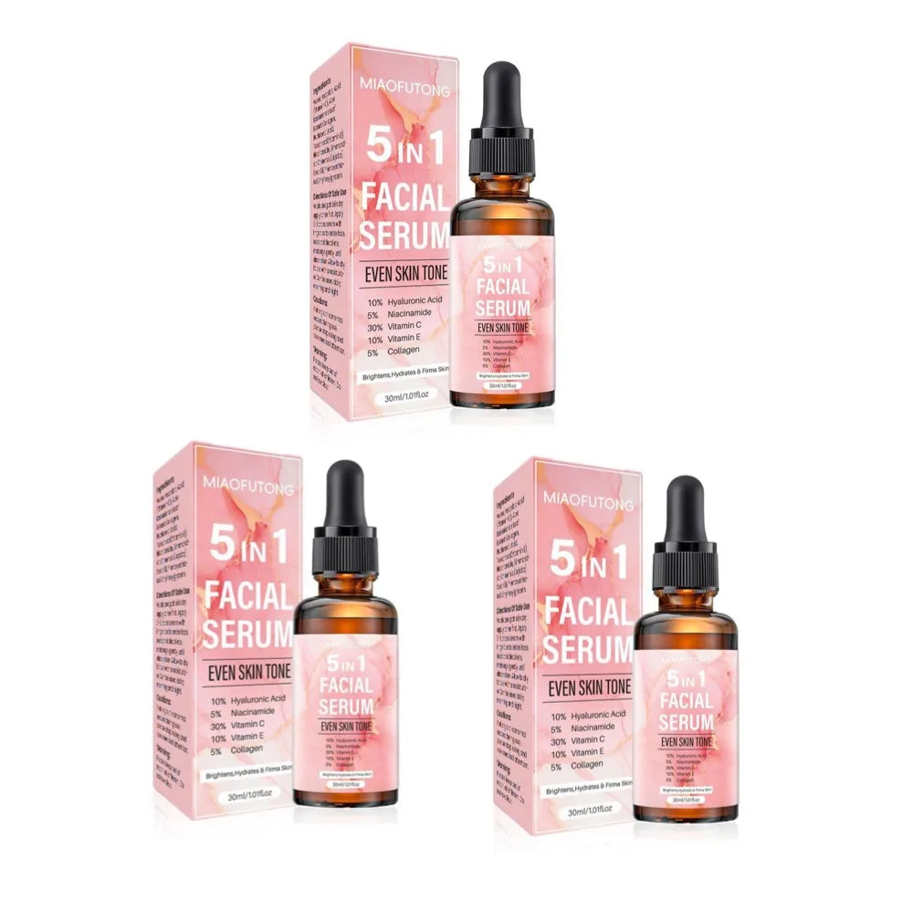 5-in-1 Face Serum Collagen Vitamin C Moisturizing Brightening Essence Skin-Firming Multi-Effect Essence Face Skin Care