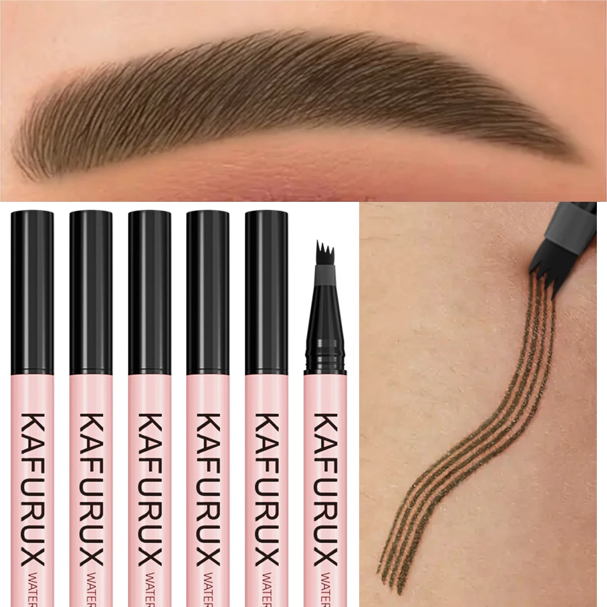6 Colors 1PC Brown Eyebrow Pen Waterproof 4 Split Tip Black Eyebrows Pencil Liquid Eye Brow Makeup Lasting Cosmetic for Gifts