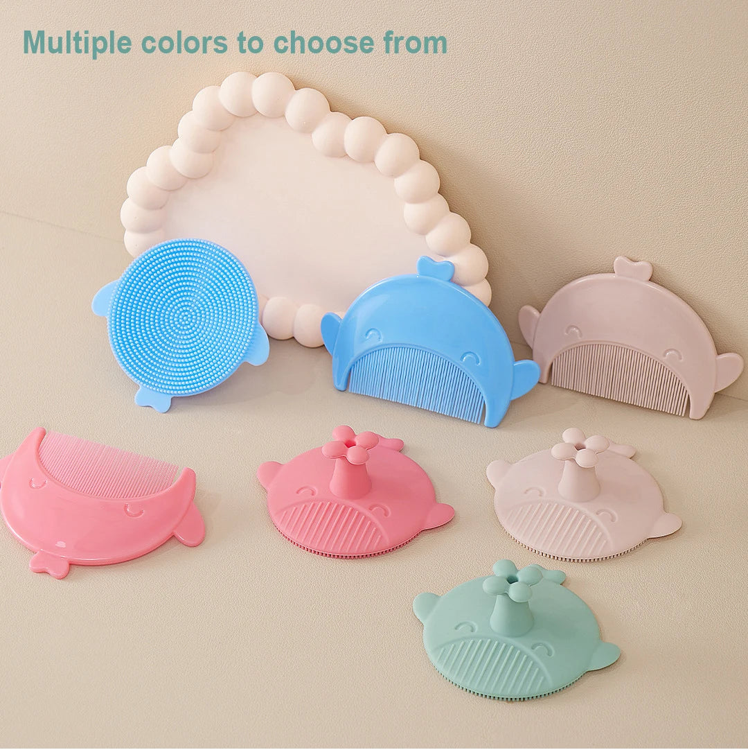New Baby Hair Comb Accessories Cartoon Cute Comb Infant Bathing Soft Comb Newborn Hair Cleaning Supplies Silicon Head Massage