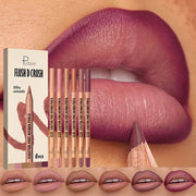6pcs Berry Purple Lip Liner Pencil Set Velvet Matte Wooden Lipliner Lipstick Pencil Long-Lasting Pink Brown Lip Contour Pencil